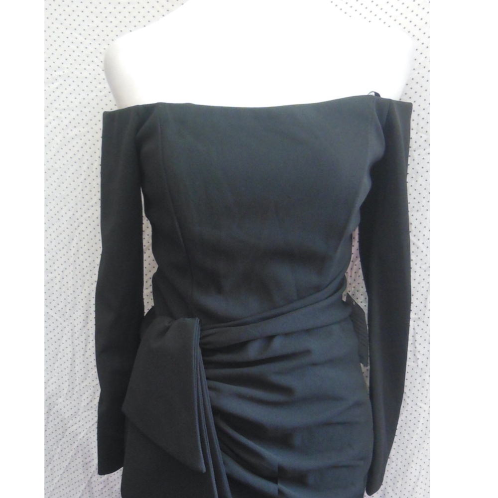 NWT..Xscape Black Off-Shoulder Long Sleeve Evening Gown - Picture 6 of 16